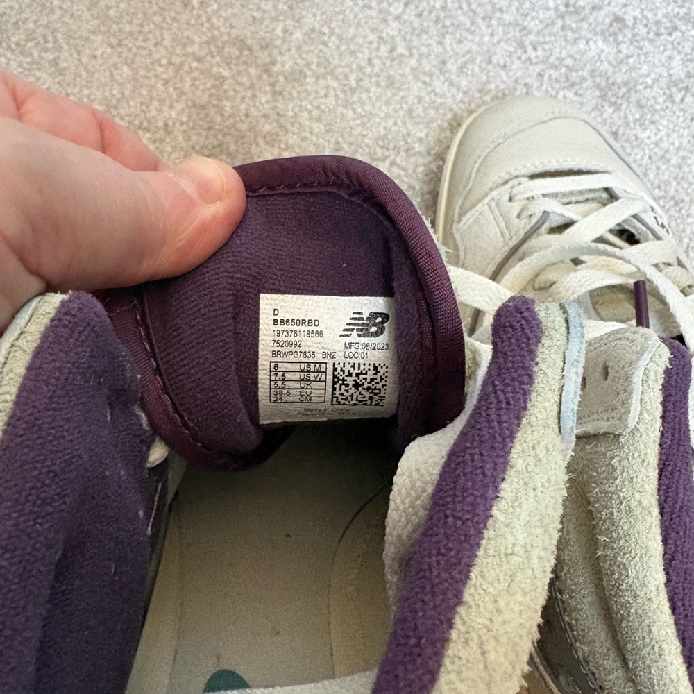 New Balance Cream, Gray & Purple Mid-Top Sneaker - Picture 4 of 4